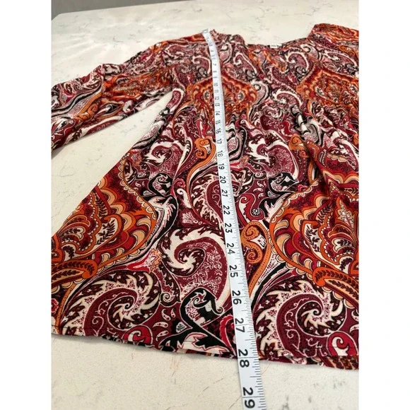 Spense Womens Multicolor Paisley Pleated Bell Sleeve Blouse Boho Size Medium - Picture 7 of 9